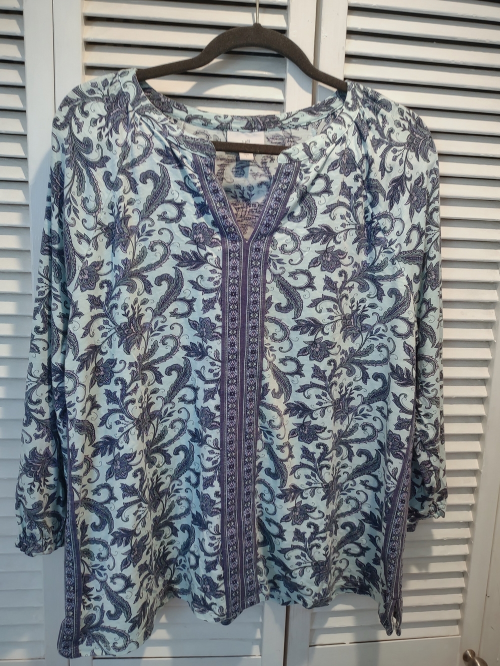 J. Jill Light Blue and Navy Paisley Tunic